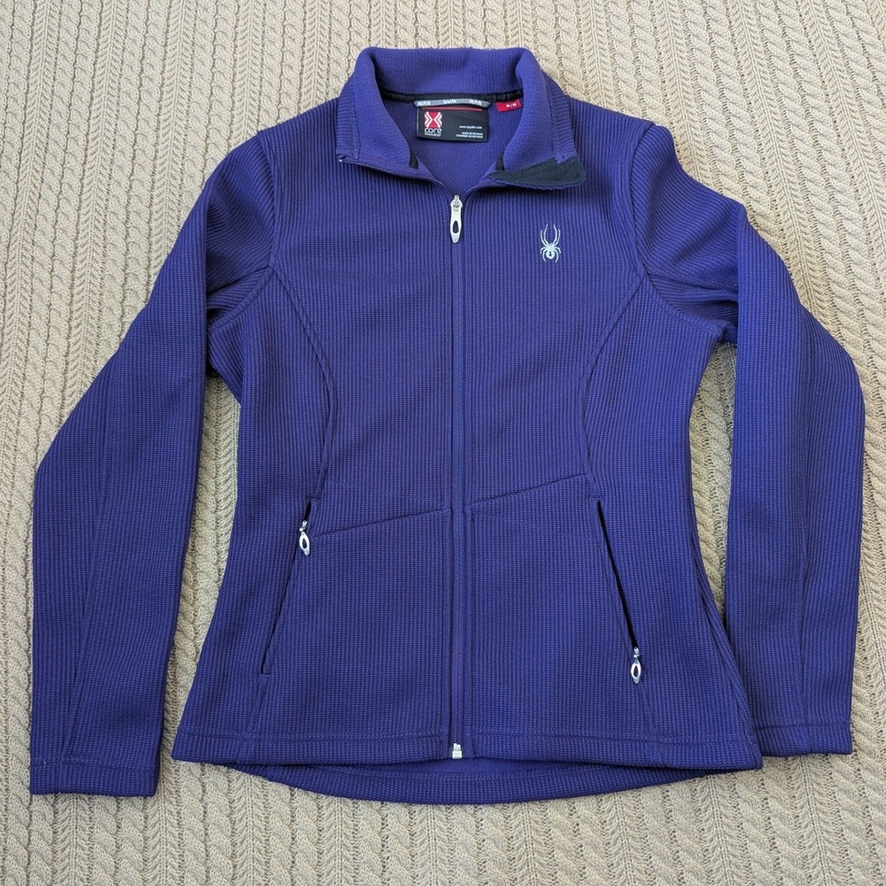 Spyder Core Sweater Full Zip Jacket Womens Medium Purple Fleece Lined Mid Layer